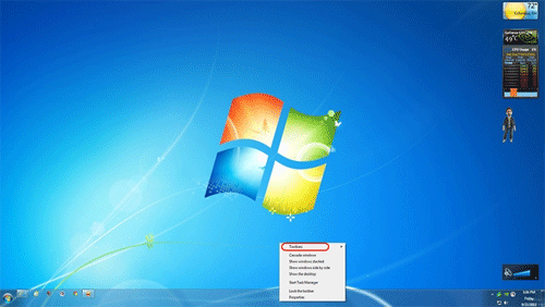 Windows 7 Desktop, Taskbar, Toolbars